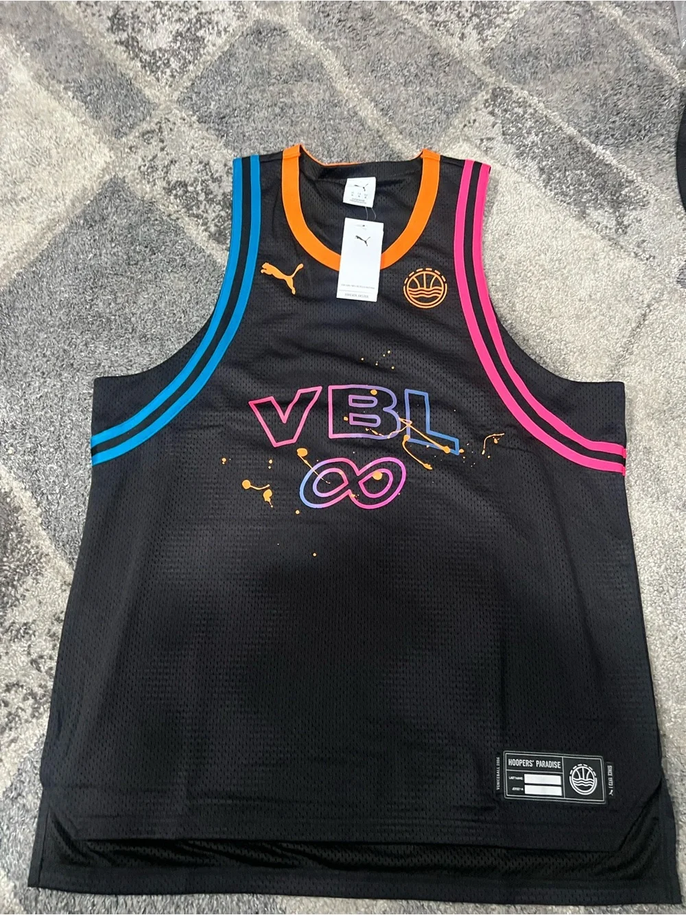 Puma Black Basketball Jersey with Orange Trim - Picture 1 of 9